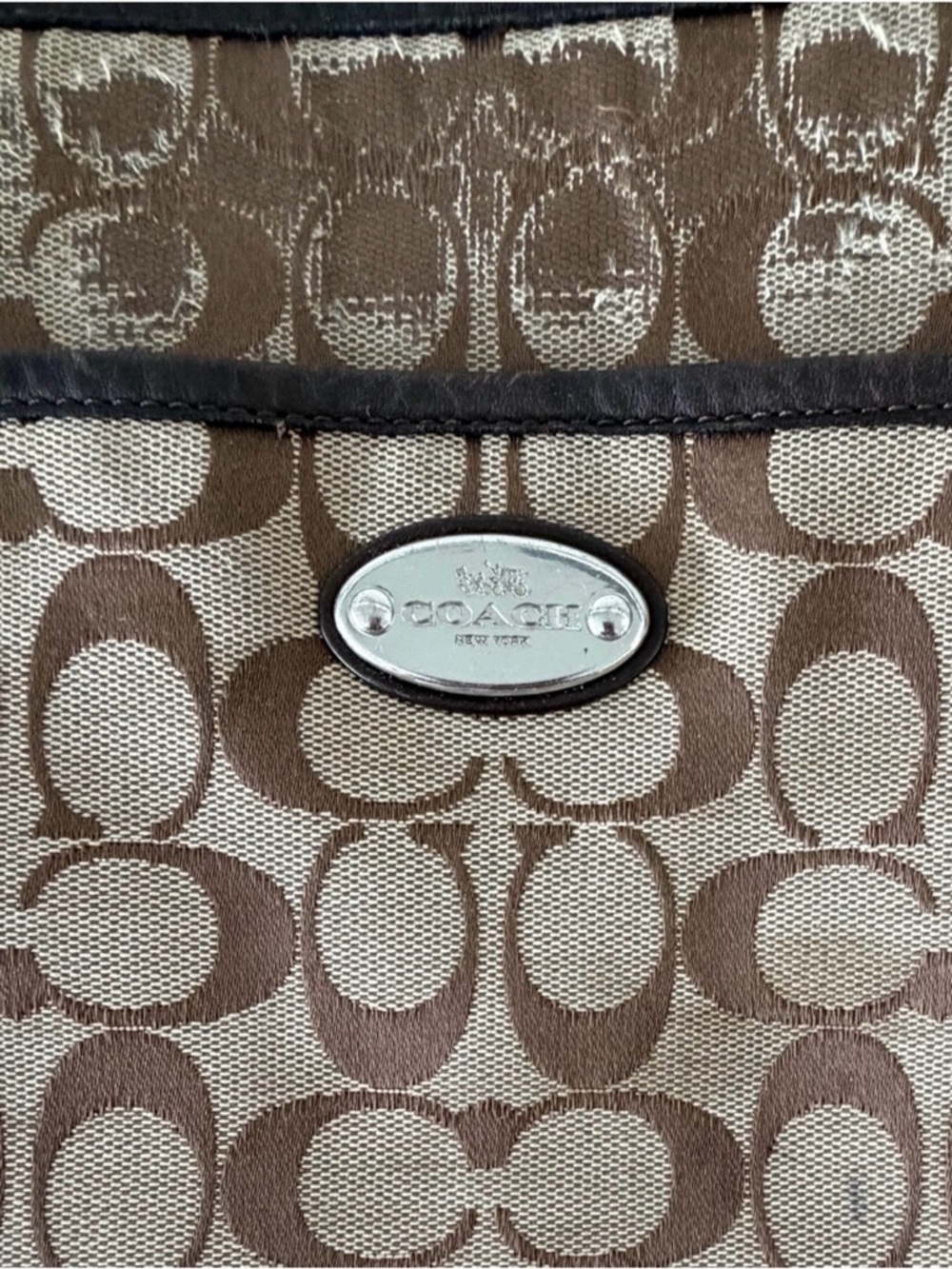 Coach Brown Signature Canvas Crossbody Bag with Dark Trim - Picture 5 of 9